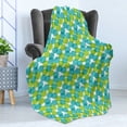 thumbnail image 4 of Geometric Soft Flannel Fleece Throw Blanket, Intertwined Deformed Circles on Plain Background Art Print, Cozy Plush for Indoor and Outdoor Use, 50" x 60", White Lime Green and Seafoam, by Ambesonne, 4 of 5