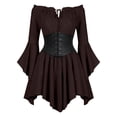 thumbnail image 2 of Kids Pirate Dress Bell Sleeves Fairy Dresses for Girls with Corset Belt Handkerchief Hem Party Outfit, 2 of 7
