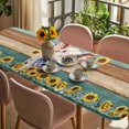 thumbnail image 3 of Cute Pig Table Cloths for 8 Foot Rectangle Tables, Yellow Sunflowers Teal Brown Wooden Vintage Art Patio Waterproof Elastic Fitted Tablecloths, Washable Rectangular Table Cover for Camping, 3 of 8