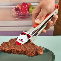 YIMWNYI 10 Inches Stainless Steel Silica Gel Food Clips, Kitchen Tongs for Grilling, Christmas Cartoon Design, Barbecue Essentials, Festive Kitchen Gadgets, Durable and Reusable Cooking Tools