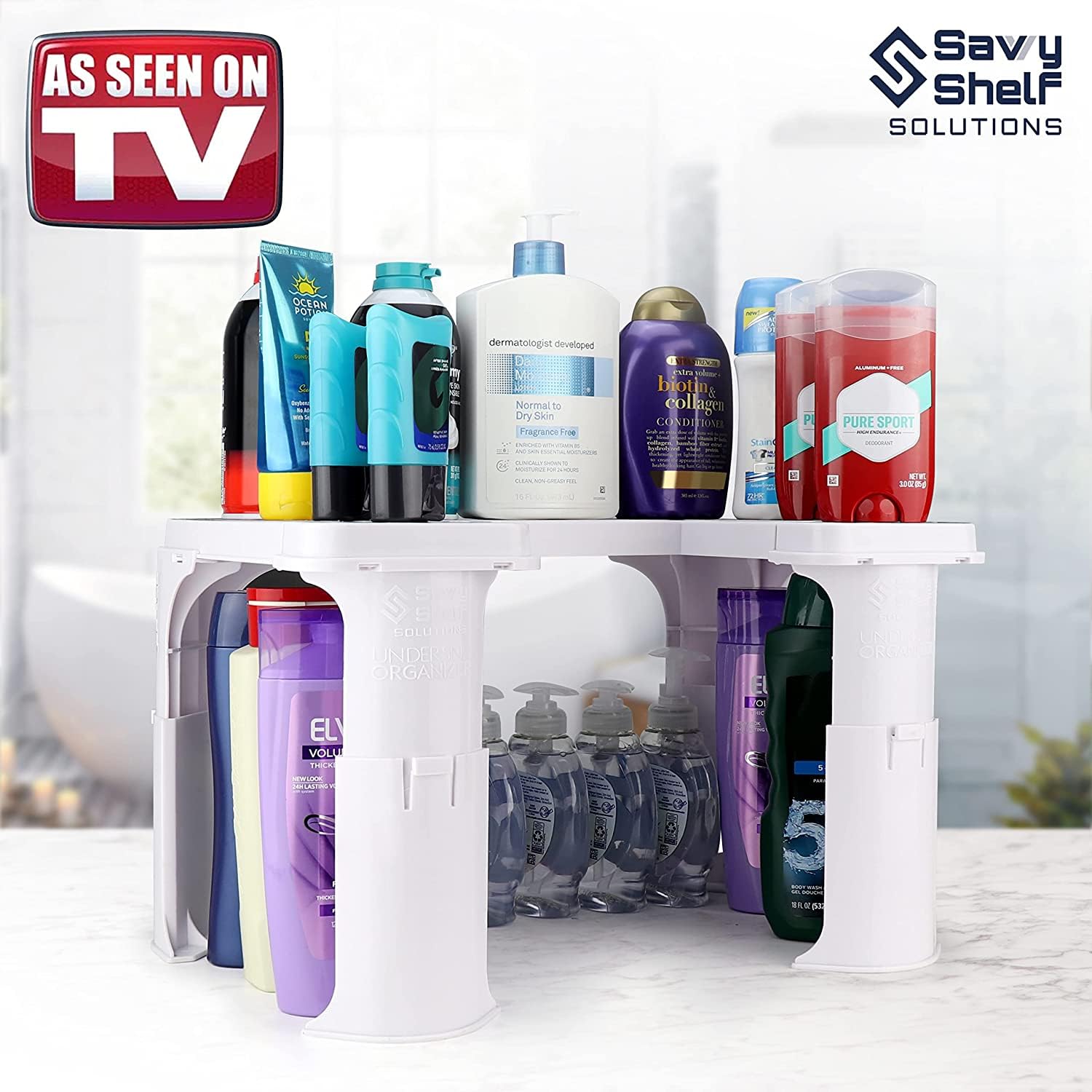 Expandable Under Sink Organizer and Storage I Bathroom Under the Sink Organizer Kitchen Under Sink Shelf I Cleaning Supplies (2 Pack) - Home Organization