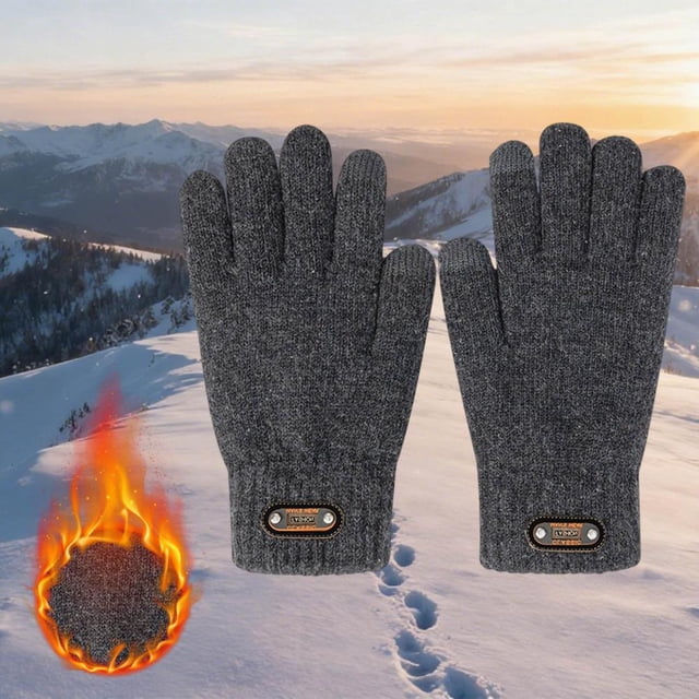 Winter Cycling Gloves Thermal Touchscreen Compatible Windproof Fleece Lined for Outdoor Sports Riding Skiing Hiking Running