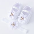 thumbnail image 3 of Coduop Baby Girl Princess Mary Jane Shoes Wedding Dress Flat Shoes with Free Headband, 3 of 6