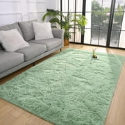 Lochas Soft Fluffy Rug Modern Shag Carpet Fuzzy Shaggy Rugs for Bedroom Indoor Modern Area Rugs, 8'X10', Green