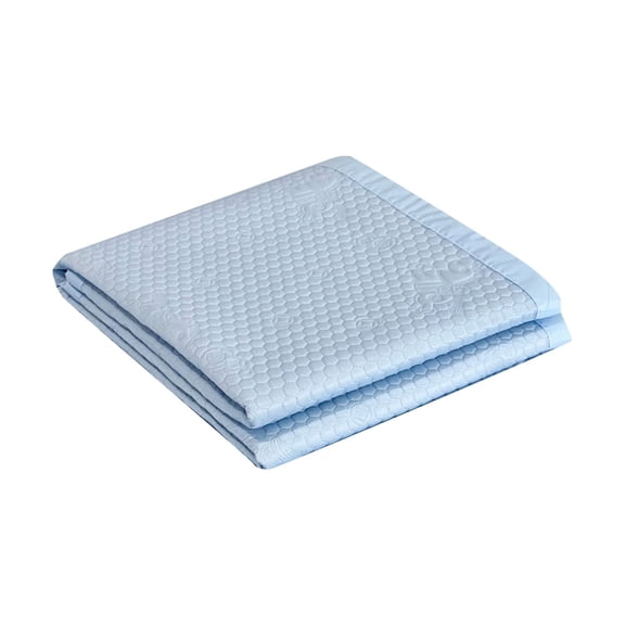 SUYOLL Ice Silk Cooling Bed Sheet Blanket Summer Breathable Soft Lightweight Smooth Throw Mat For Hot Sleepers Night Sweats Blue 245x225cm Queen Size
