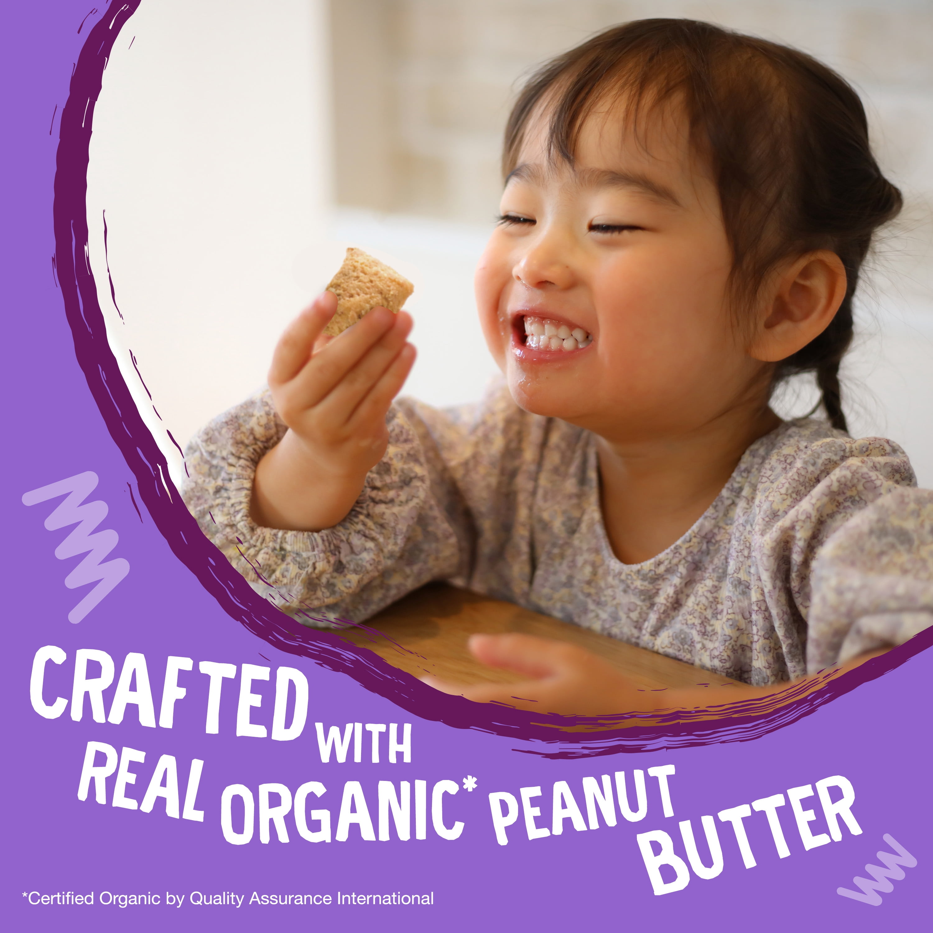 (4 pack) Earth's Best Organic Peanut Butter Grape PB&J Bites Toddler Baby Snack, 3.17 oz Bag