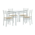 thumbnail image 2 of Imerelez 43 inch Iron Glass Dining Table and Chairs Silver One Table and Four Chairs MDF Cushion, 2 of 7