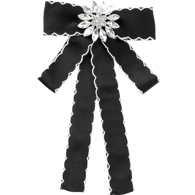INSPIRE CHIC Broche de lazo de cinta para mujeres con gran pedrería y clips para corbatas de camisa