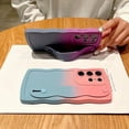 thumbnail image 2 of Compatible with Samsung Galaxy S23 Ultra 5G Phone Case with Wrist Strap Kickstand,Cute Gradient Case Curly Wave Frame Case Women Camera Protection Soft Shockproof Cover (d), 2 of 7