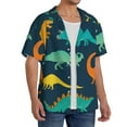 thumbnail image 4 of KLL Cartoon dinosaur Print Men's Shirt Short Sleeve Button Down Summer Cuba Beach Shirts- 4X-Large, 4 of 7