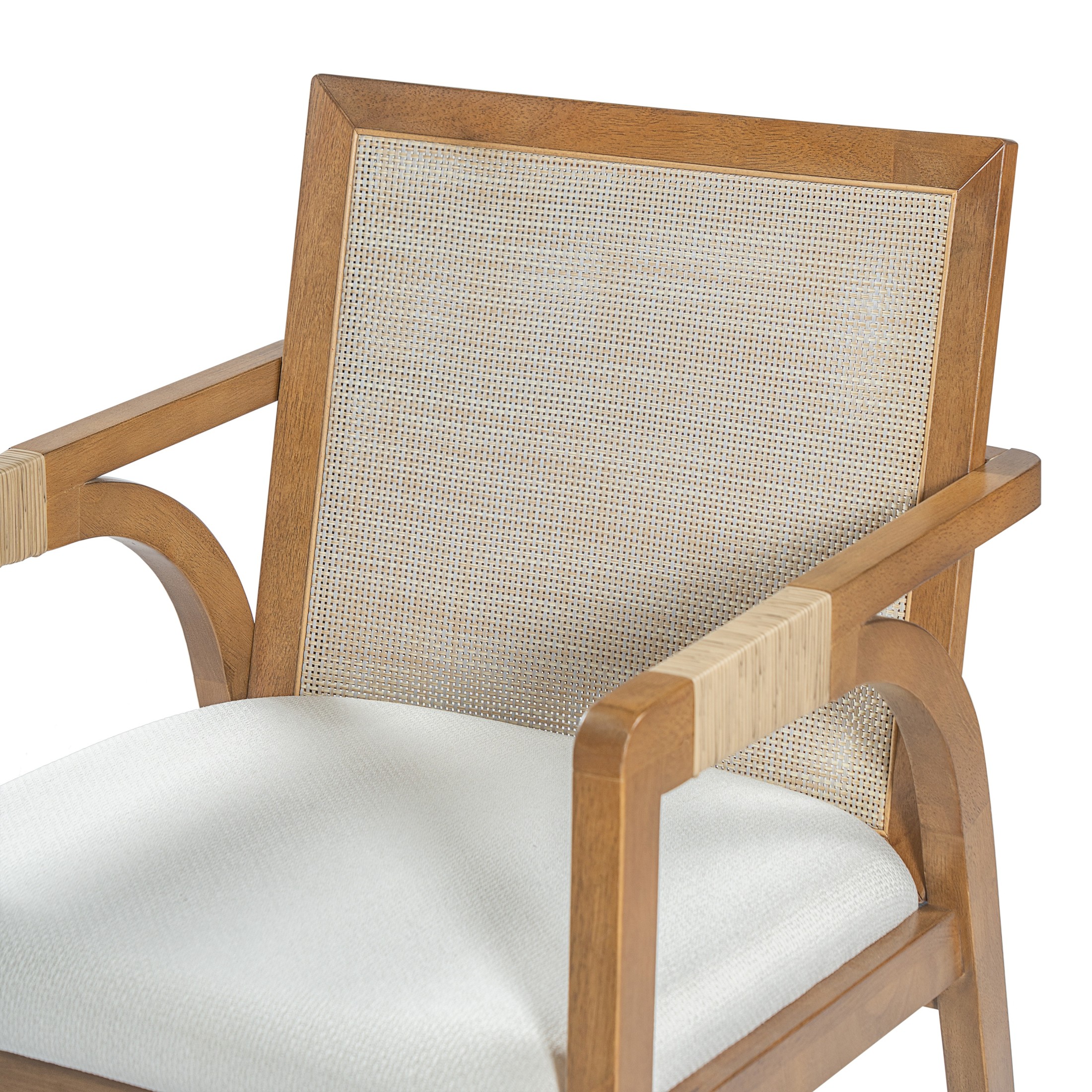Christopher Knight Home Traditional Wood Dining Armchairs with Textilene Back, Beige+Walnut, Set of 2