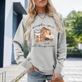 thumbnail image 2 of Luwomo Womens Casual Hoodies Fall Winter Graphic Print Sweater Long Sleeve Crewneck Loose Fit Pullover Soft Fashion Streetwear Regular Tops Grey,L, 2 of 4