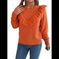 thumbnail image 2 of Suéter de Punto A Rayas para Mujer, Cuello Redondo, Larga, Holgado, para Otoño e Invierno Color Naranja S, 2 of 10