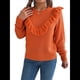 thumbnail image 2 of Suéter de Punto A Rayas para Mujer, Cuello Redondo, Larga, Holgado, para Otoño e Invierno Color Naranja S, 2 of 10