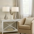 thumbnail image 5 of Ege Table Lamp Set of 2, Teardrop Brushed Steel Base, White Shade, 5 of 8