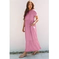 thumbnail image 4 of Women's Pink Solid Color High Waist Pocketed Long Maxi Dress - [ZhiHiMeRi] | (US 12-14)L, 4 of 12
