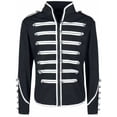 thumbnail image 2 of XIAOCHA Men's Stand Collar Stud Decor Military Jacket Zip Front Long Sleeve Slim Fit Jackets Stage Rock Casual Pullover Outerwear, 2 of 5