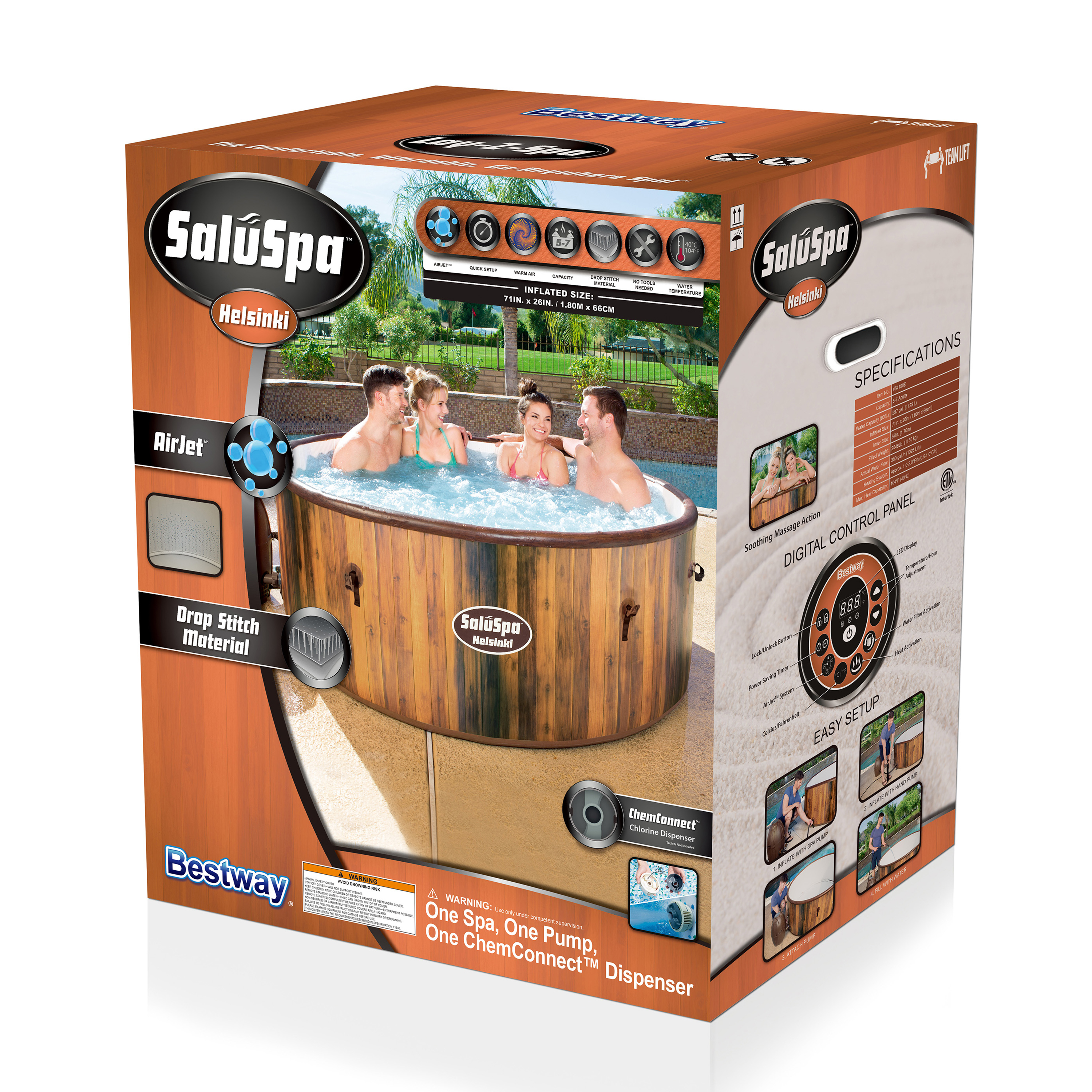 Bestway 54190E SaluSpa Helsinki AirJet 7 Person Inflatable Hot Tub Spa with Pump - image 5 of 12
