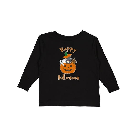 Inktastic Happy Halloween Kittens in Pumpkin Boys or Girls Long Sleeve Toddler T-Shirt