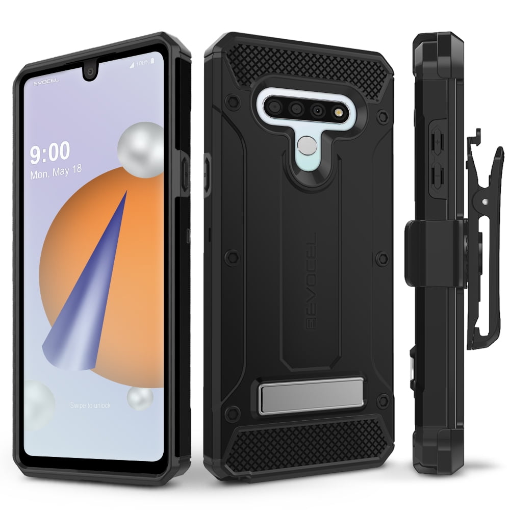 LG Stylo 6 Case, Evocel [Glass Screen Protector] [Belt Clip Holster] [Metal Kickstand] [Full Body] Explorer Series Pro Phone Case for LG Stylo 6, Black
