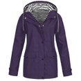thumbnail image 1 of HTNBO Hooded Solid Color Rain Coats for Women Outdoor Windproof Plus Size Rain Jackets, 1 of 4