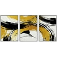 thumbnail image 3 of PixonSign Framed Wall Art Print Set Gold, White & Black Stained Glass Geometric Shapes Illustrations Modern Art Chic Dramatic Dark for Living Room, Bedroom, Office - 16"x24"x3 White, 3 of 5