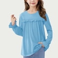 thumbnail image 2 of Cotton Long Sleeve Tops for Girls Tween Spring Clothes Ruffled Cute T Shirts Solid Color Dressy Blouses (12 Years, Light Blue), 2 of 7