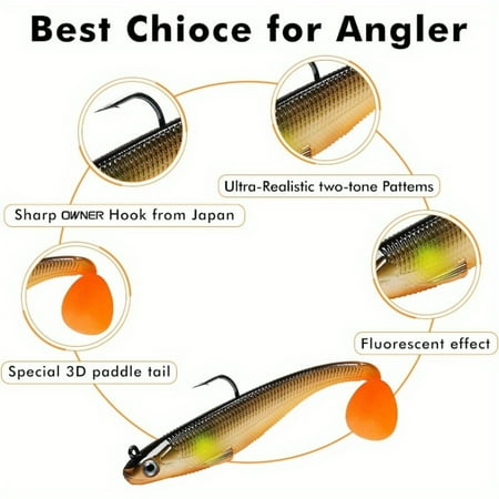 DEKAXID TRUSCEND Pre-Rigged Soft Fishing Lures Well-Made Easy Catching Lures for Family Fishing Great Action Swimbait with Spinner All-Conditions Fishing Gear for Bass Trout Walleye