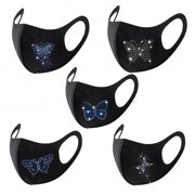 Angle View: ICQOVD 5Pc Unisex Adult Winter Mask Rhinestone Warm Hair Ball Hanging Ear Mask