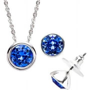 Swarovski Crystal Silver-Plated Necklace and Earring Set, Available in 12 Birthstones