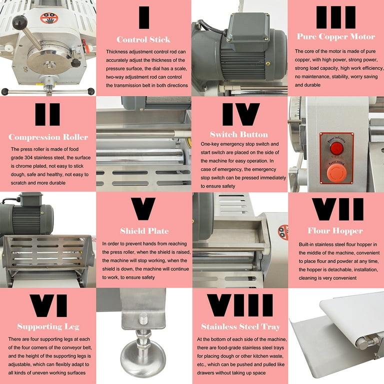 Reversible Commercial Dough Sheeter Press Roller Machine Pastry Sheet  Machine