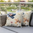 thumbnail image 3 of Blue Yellow Flower Outdoor Pillow Covers Pack of 2 Watercolor Country Yellow Blue Floral Newspaper Texture Waterproof Throw Pillow Covers Decorative Cushion Cases for Patio Garden Tent 24x24 inch, 3 of 9