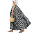 thumbnail image 7 of BLOCLOALO Culottes Baggy Pants Women's Summer Elastic High Waist Plaid Ruffled Maxi Skirt Swing Flowy A Line Skirt Flowy Pants Beach Pants Drawstring Pants Black 4Xl, 7 of 7