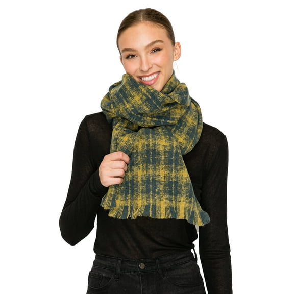 BASICO Fall Scarf for Women, Winter Scarf, Women's Scarves & Wraps, Blanket Scarf, Fall Accessories (17 Colors) (Ombre Check - Green)