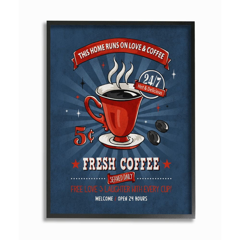 Stupell Industries Fresh Coffee Family Vintage Comic Book Design Framed Wall Art by Ester Kay
