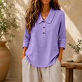 thumbnail image 2 of Summer Sales Womens Summer Tops Loose‑Fit Cotton‑Linen 3/4 Sleeve Lightweight Casual Blouse Oversized Tshirts for Women Under 12$, 2 of 6
