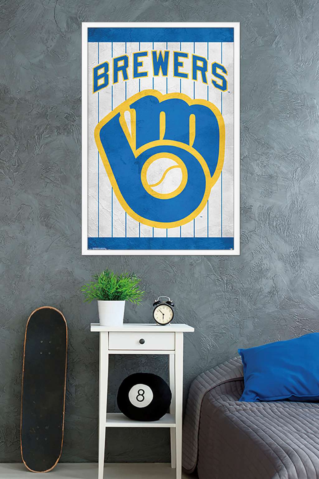 MLB Milwaukee Brewers - Retro Logo Wall Poster, 22.375" x 34", Framed