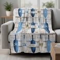 thumbnail image 2 of Blue Nautical Blanket Soft Cozy Warm Throw Blanket for Couch, Plush Fuzzy Flannel Fleece Blankets for Sofa, Watercolor Vintage Summer Beach Bed Blankets Lightweight Gifts for Women, 50"x80", 2 of 9