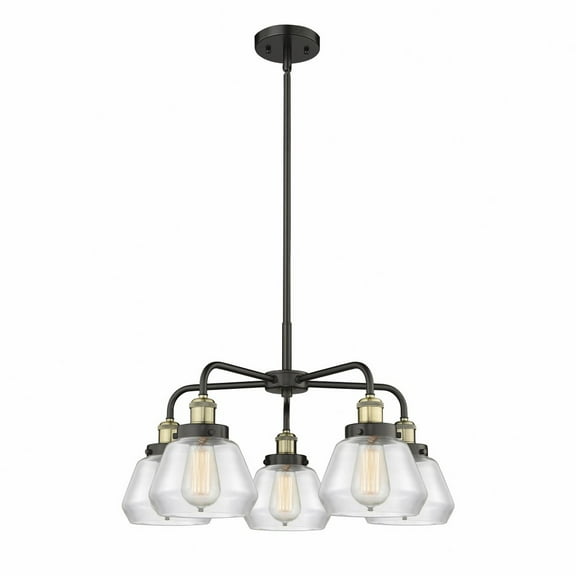 Innovations Lighting Fulton - 5 Light 25" Stem Hung Chandelier Clear/Black Antique Brass