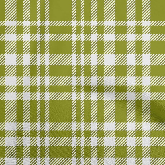 oneOone Viscose Chiffon Green Fabric Check Quilting Supplies Print Sewing Fabric By The Yard 42 Inch Wide