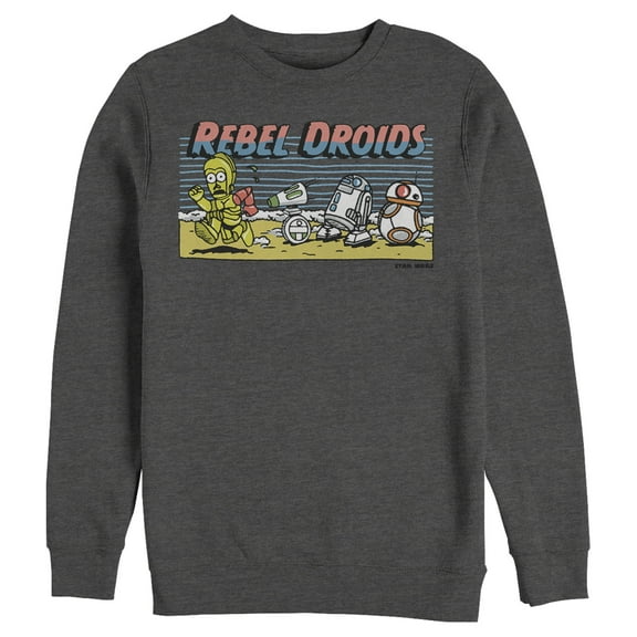 Men's Star Wars: The Rise of Skywalker Rebel Droids Cartoon Sweatshirt Charcoal Heather 2X Large