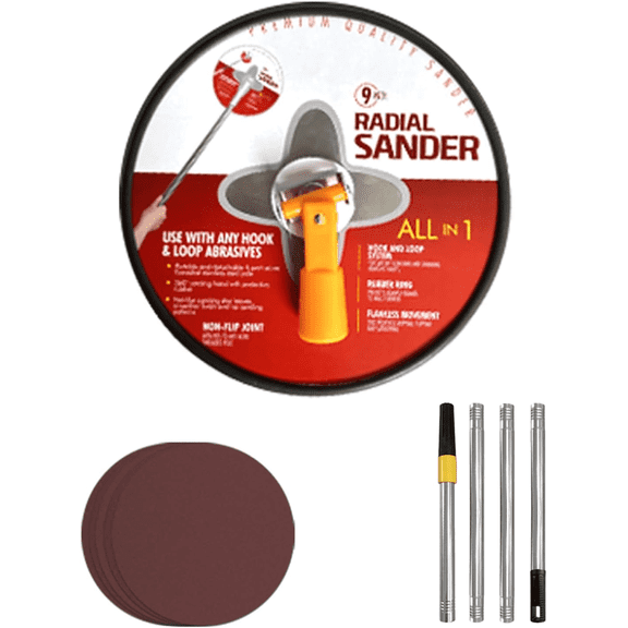 Pole Sander for Drywall, 9 Inch Manual Hand Drywall Sander with Extension Pole, Wall Sanders for Painting, Light Red