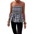 thumbnail image 1 of Faymlc Women Y2k Peplum Tube Top Smocked Back Ruffle Hem Bandeau Top Bubble Hem Strapless Flowy Tank Tops, 1 of 6