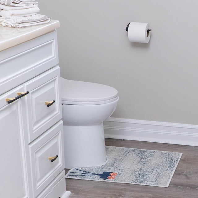Sussexhome Toilet Mat - Machine Washable & Absorbent Bath Rugs for Bathroom Floor - Plush, Non Slip Bath Rug - Polyester & Cotton Bathroom Rugs with Printed Pattern Design - 20”x24" Bathroom Mats