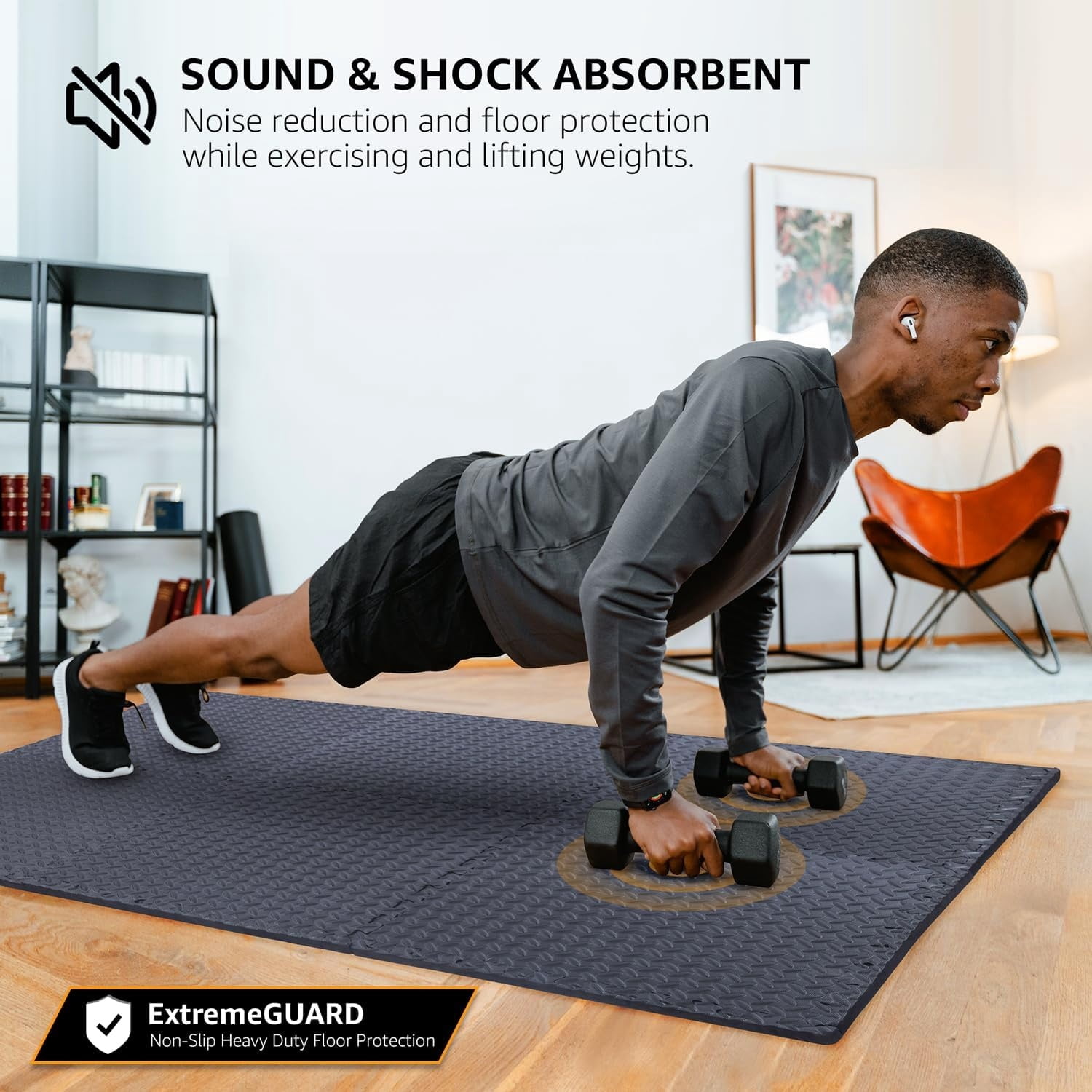 1/2" Extra Thick Floor Exercise Mat for Home Gym Floor Padding for Kids - High-Density EVA Interlocking Foam Floor Tiles for Gym Equipment, Play Area, Yoga, Cardio, Weights, MMA