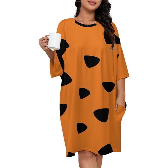 Flintstones Texture Sleepshirts For Sleeping Travels Loose Sleepdress Pajama Dress Soft Nightdress Sleepwear
