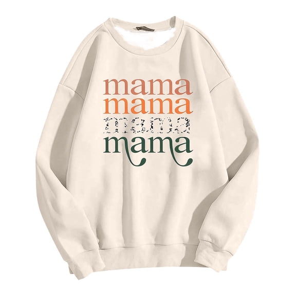 Tiweut Women Sweatshirts Mommy and Me Matching Outfits Long Sleeve Crewneck Pullover Tops Graphic Family Mom and Baby Clothes,A-Beige,Beige