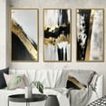 thumbnail image 1 of Designart "Geometric Essence Minimalist Abstract Painting in Gold I" Abstract Painting Framed Wall Art Set Of 3 - Gold Modern Frame Canvas Set For Living Room Decor, 1 of 6