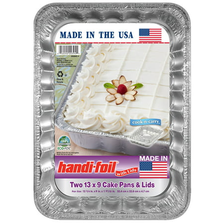 Handi-Foil Aluminum 13" x 9" Cake Pan with Lid 2 Count