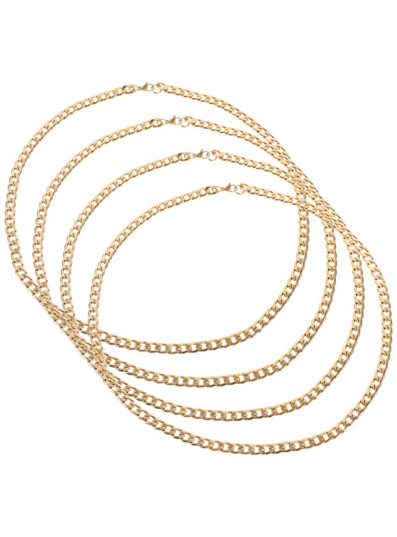 4 pcs Titanium Steel Necklace Men Necklace Chain Metal Golden Chain Male Necklace Chains
